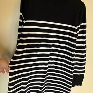 Loft Black and White Striped Sweater Dress